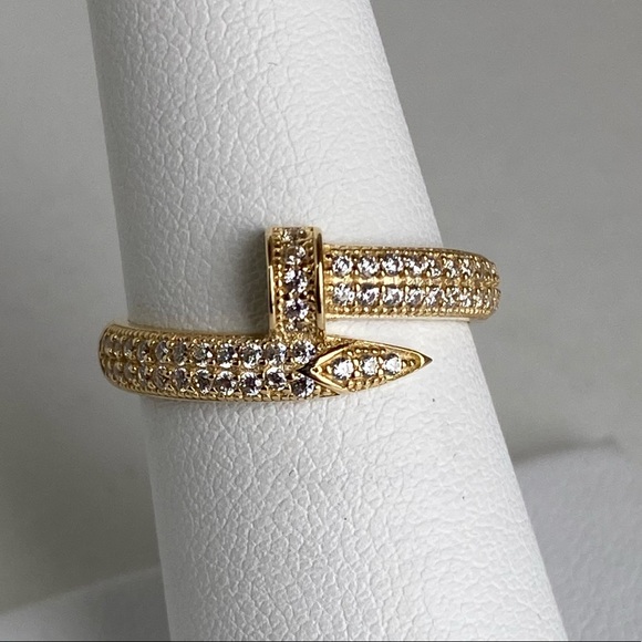 New Solid 14K Gold designer Nail Ring - Picture 4 of 16